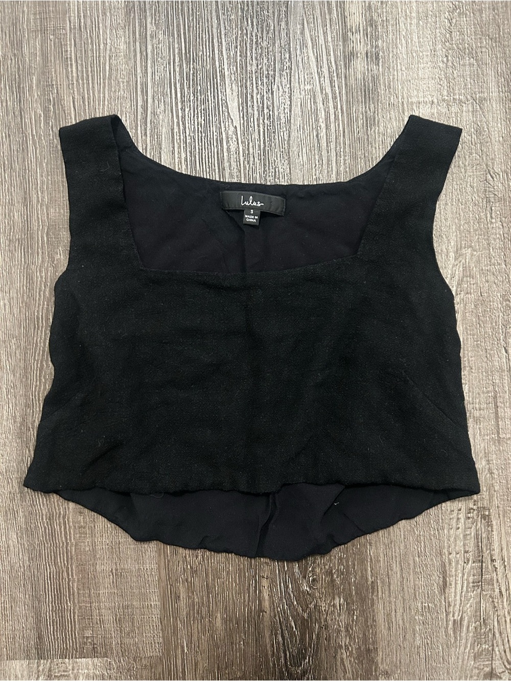 3/$10 Linen Blend Lulu's Black SquareNeck Cropped Tank Top
